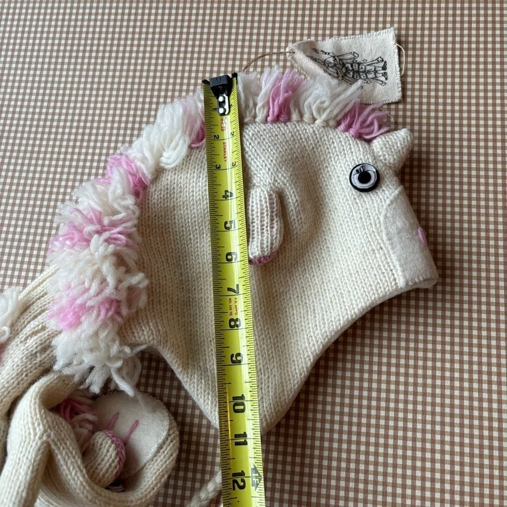 Nirvana Designs Unicorn Hat.Hand Knit + Mittens. wool. Handmade.NEW.M/L youth‎